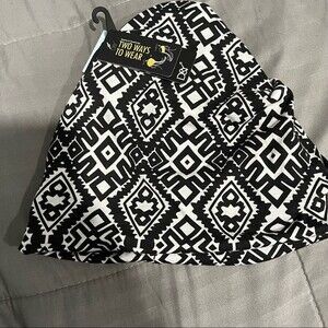 NWT D&Y Black & White Graphic 2 in 1 Beanie & Headwrap Headband